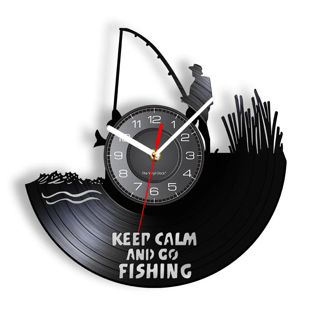 Maris Lure Gone Fishing Vinyl Record Wall Clock – 30cm | Optional LED