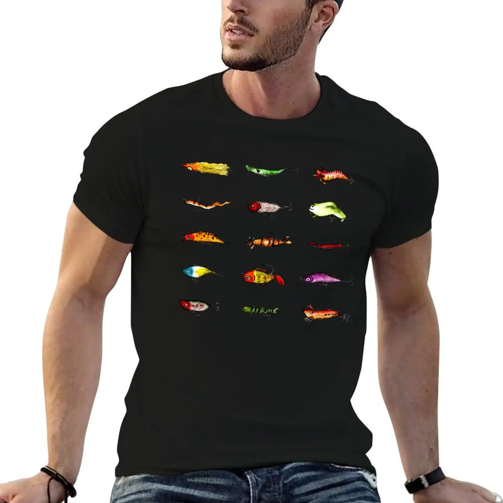 Fishing Lures Graphic T-Shirt – Casual Cotton Tee, S–6XL | 4 Colors