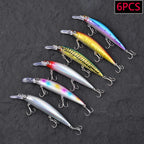 6PCS Heavy Weight Minnow Sinking Jerkbait Longcast Fishing Lures Saltwater Hard Bait Artificial Wobblers For Trolling Sea Bass