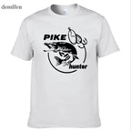 Men's Fish Print T-Shirt – Pike Hunter Graphic Tee, Short Sleeve