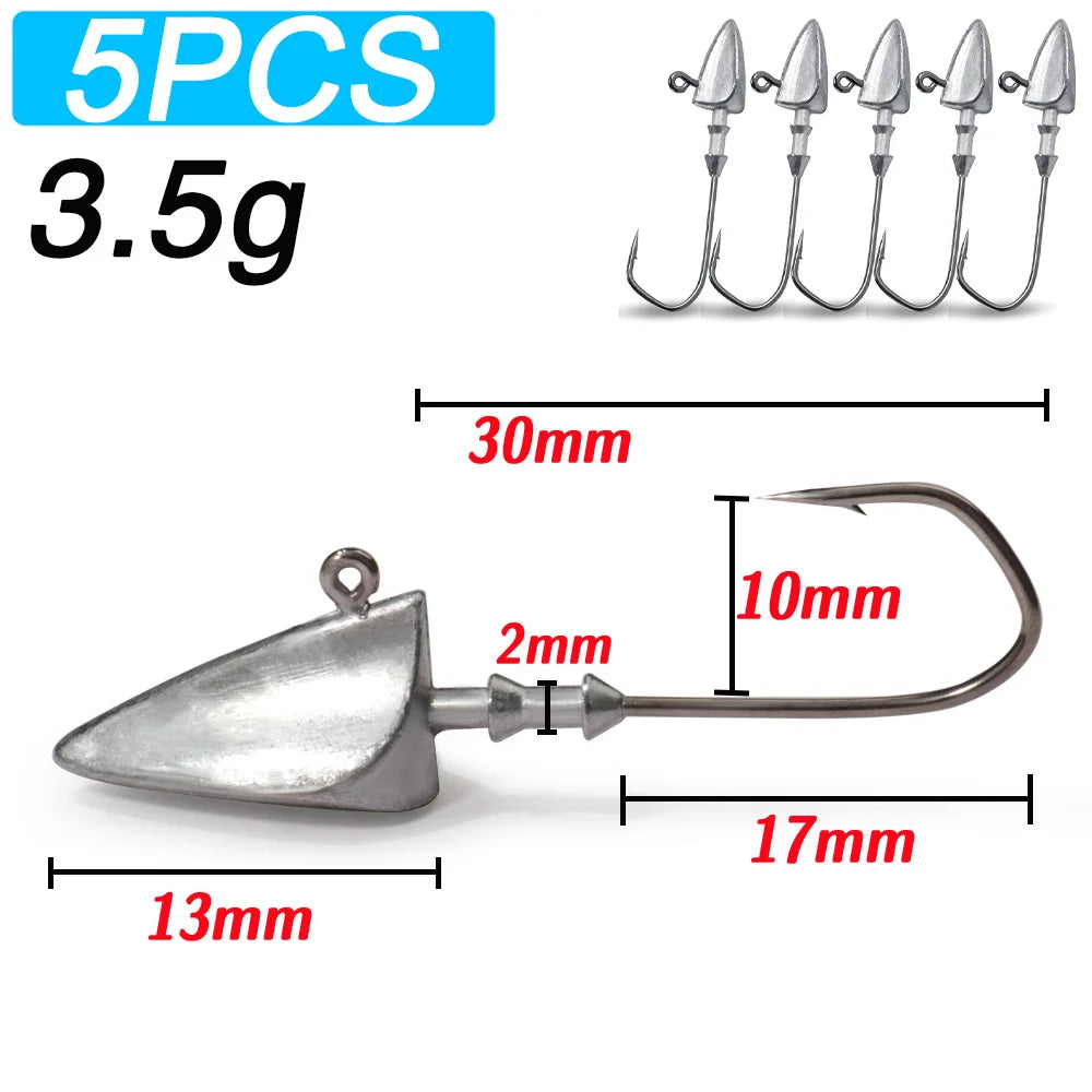 Maris Jig Head Hook 5pcs | 3.5g–35g Barbed Crank Hook for Soft Lures