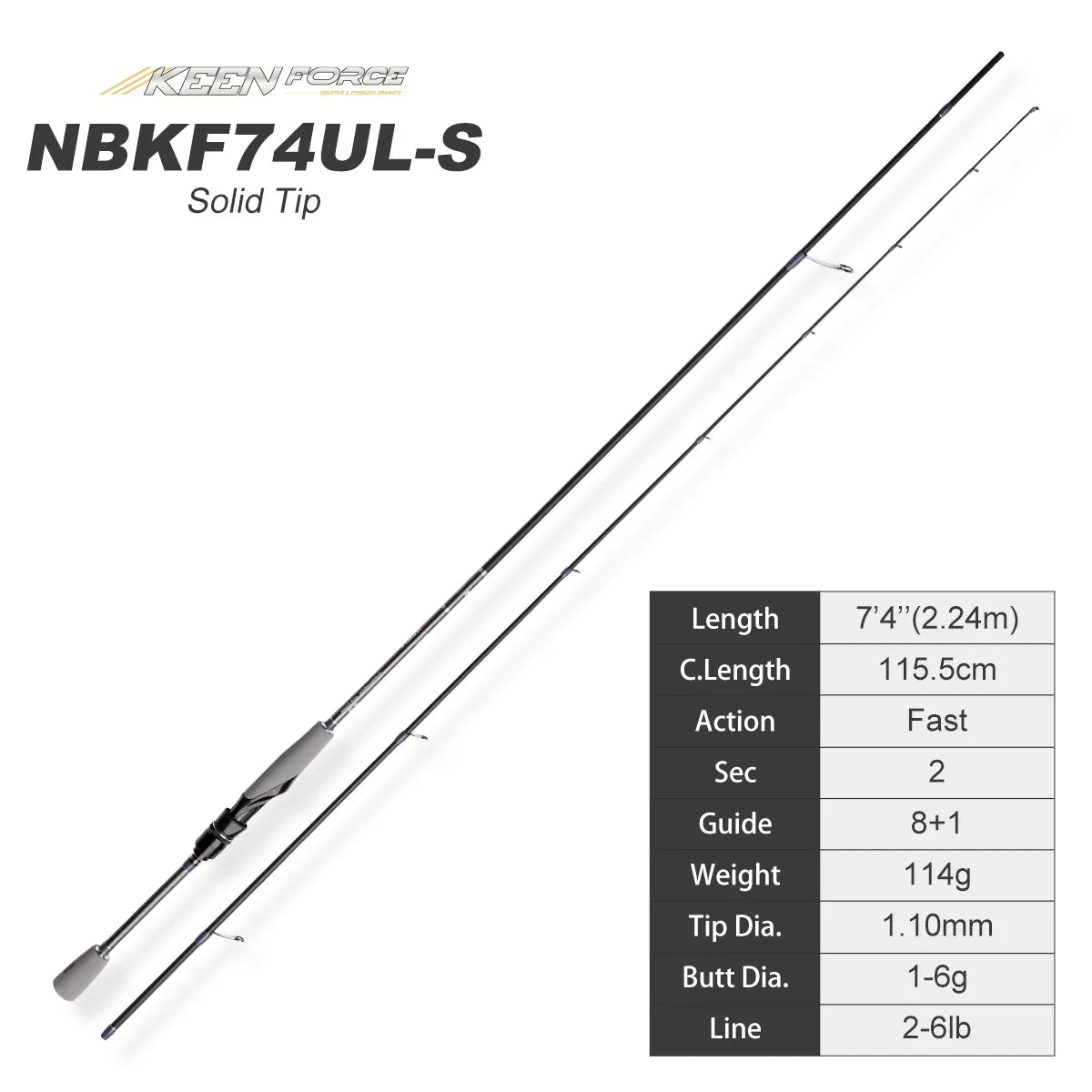 NOEBY Keen Force Carbon Spinning Fishing Rod L/UL/ML/M 2.04-2.9m