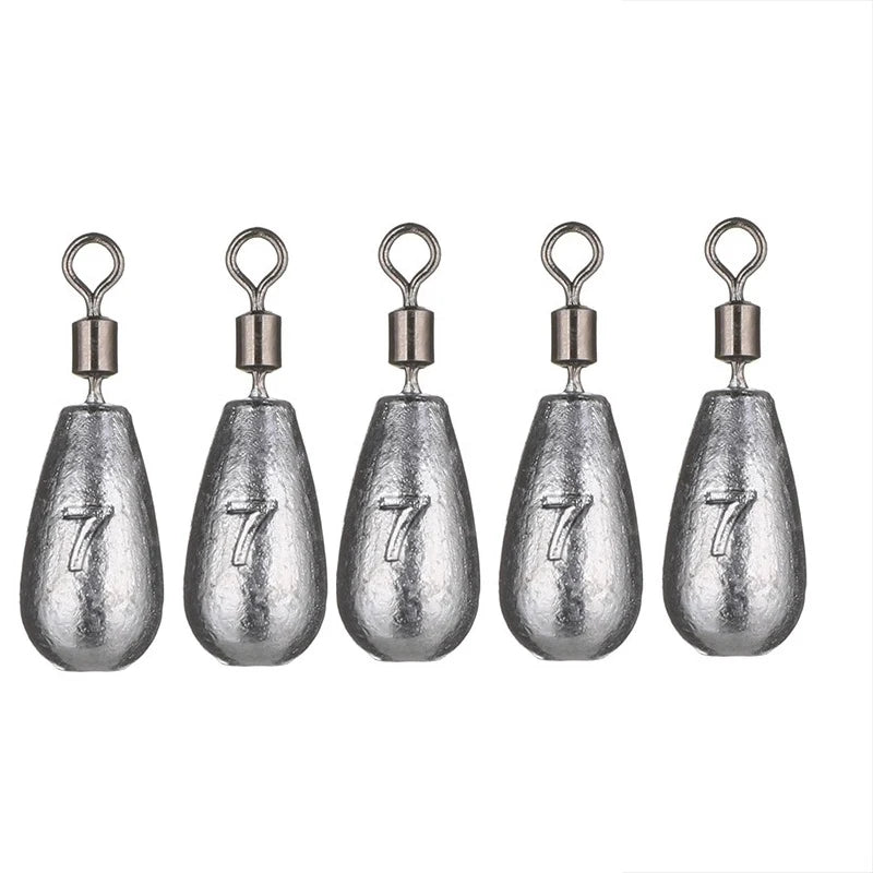 Fishing Weight Sinker 5pcs – Drop & Cylindrical, 3.5g–20g Lead Sinker