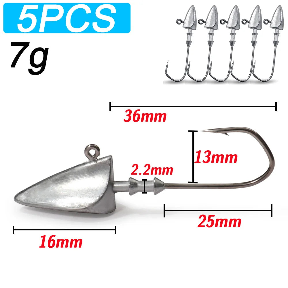 Maris Jig Head Hook 5pcs | 3.5g–35g Barbed Crank Hook for Soft Lures