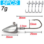 Maris Jig Head Hook 5pcs | 3.5g–35g Barbed Crank Hook for Soft Lures