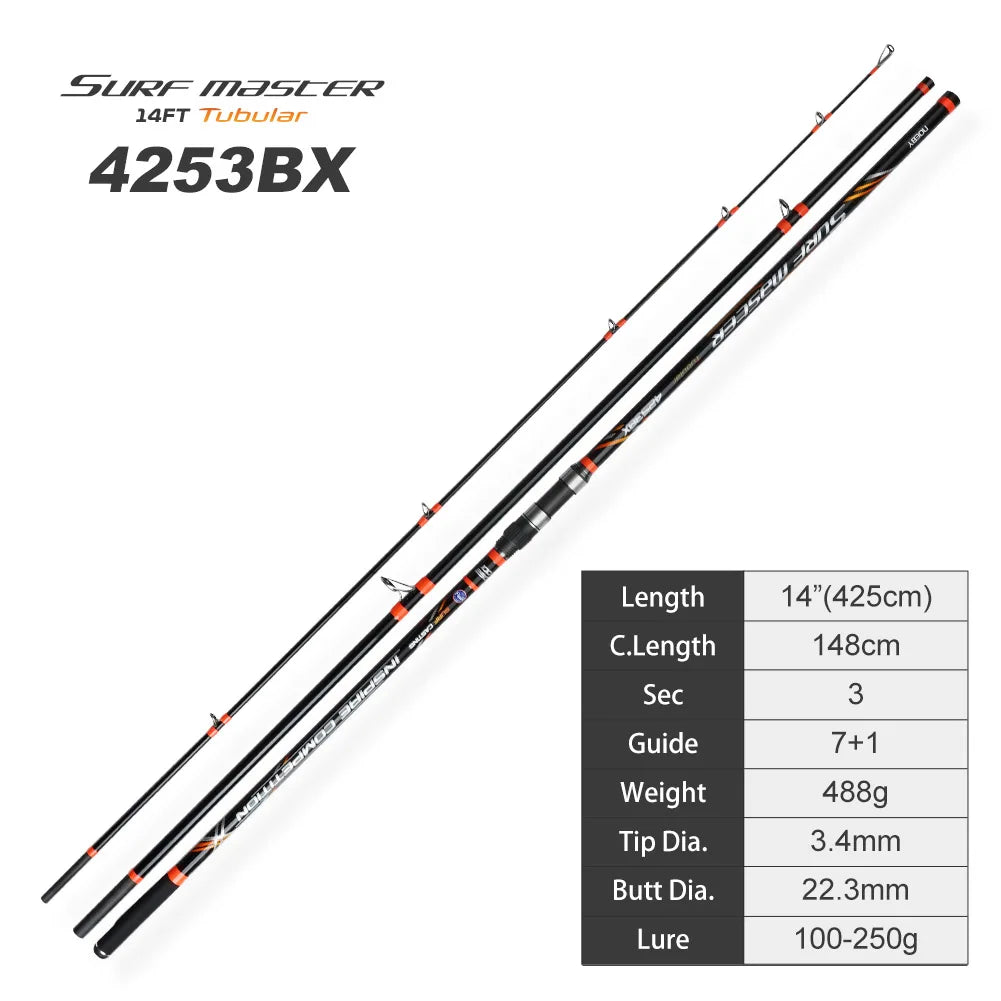 NOEBY Surf Master 4253BX Surfcasting Rod 4.25m 3-Section Carbon