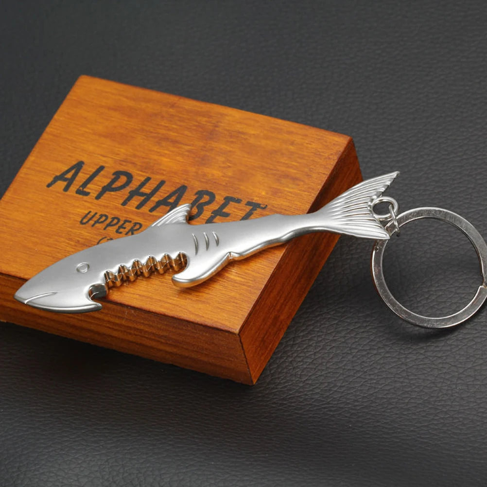 Shark Bottle Opener Keychain – Zinc Alloy, Fishing Gift Accessory