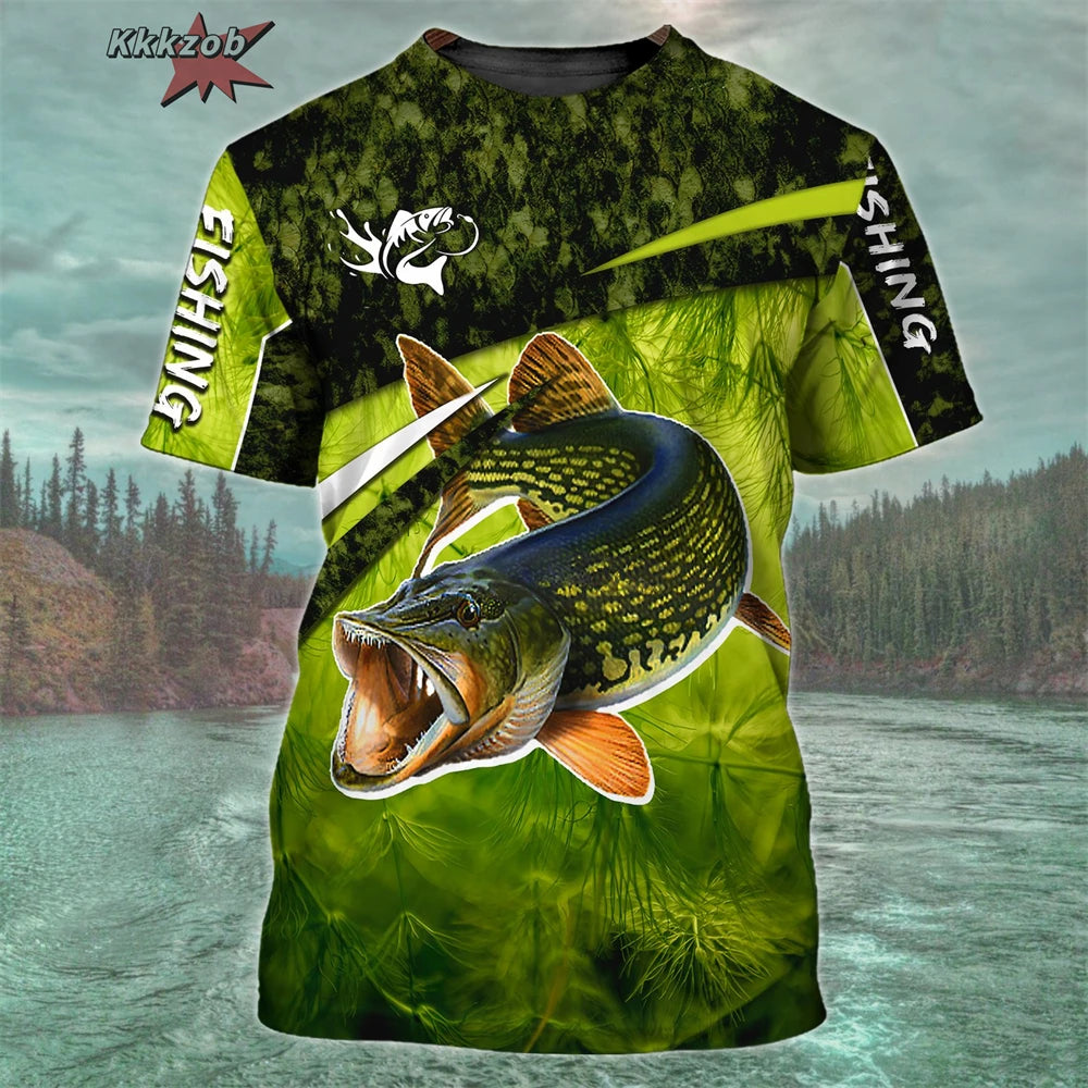 Men’s Fishing Graphic T-Shirt – Oversized Short Sleeve
