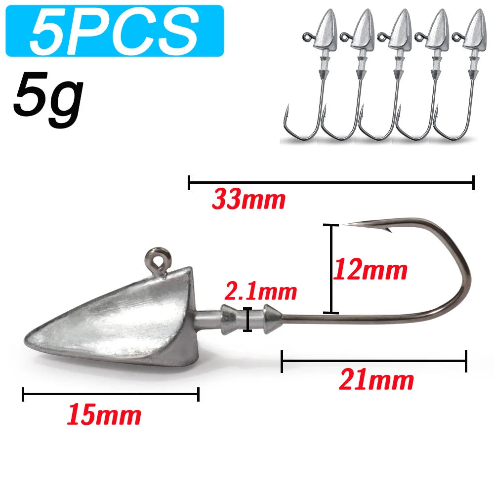 Maris Jig Head Hook 5pcs | 3.5g–35g Barbed Crank Hook for Soft Lures