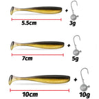 Soft Lure Kit 14pcs – T-Tail Worm 5.5/7/10cm + Jig Head Hook 3/5/10g