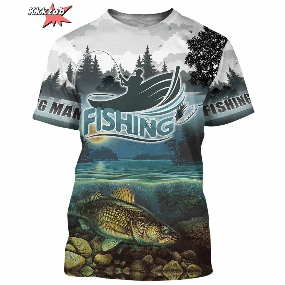 Men’s Fishing Graphic T-Shirt – Oversized Short Sleeve
