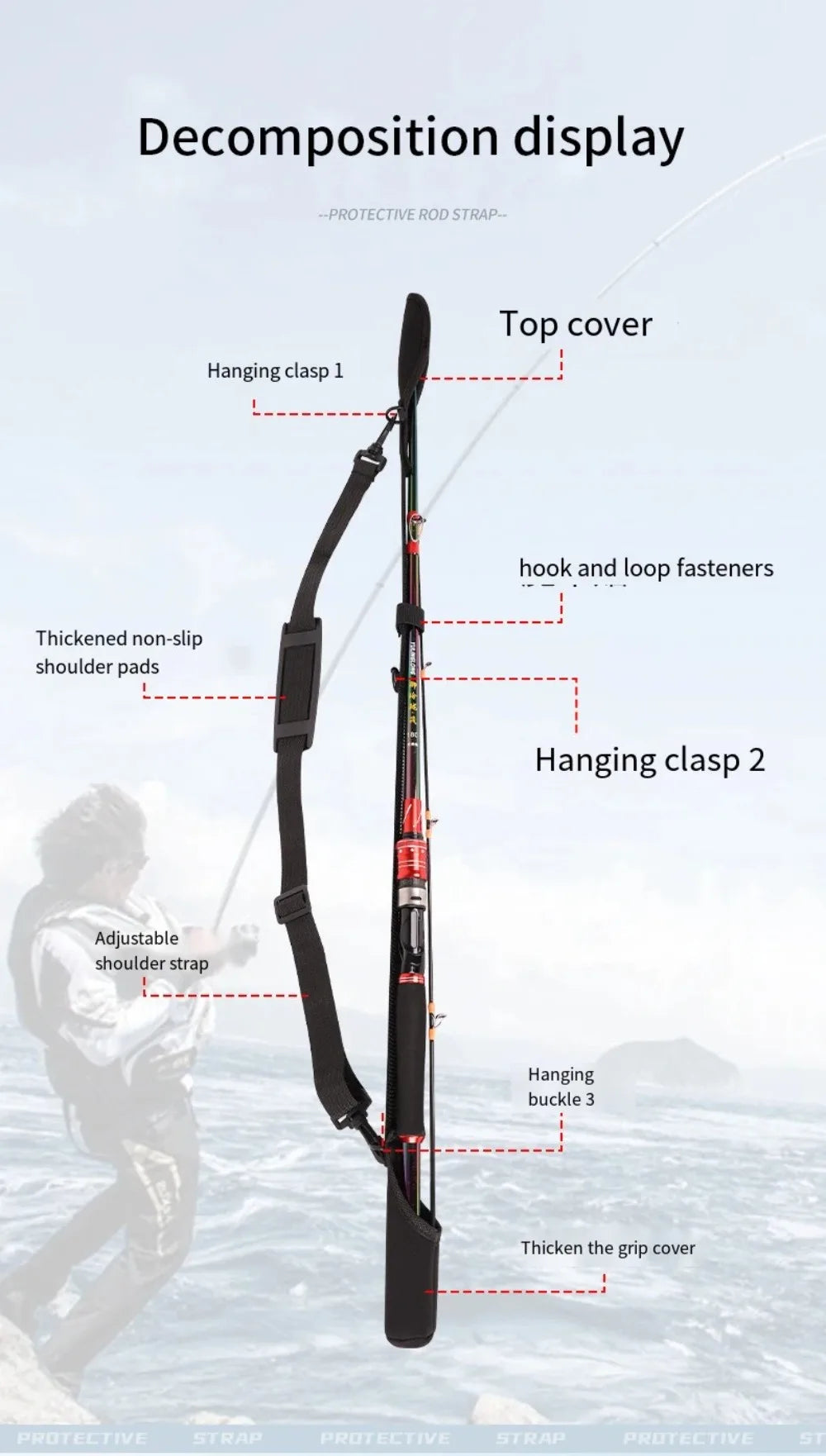 Adjustable Fishing Rod Strap – Neoprene Rod Holder Belt, Portable & Protective