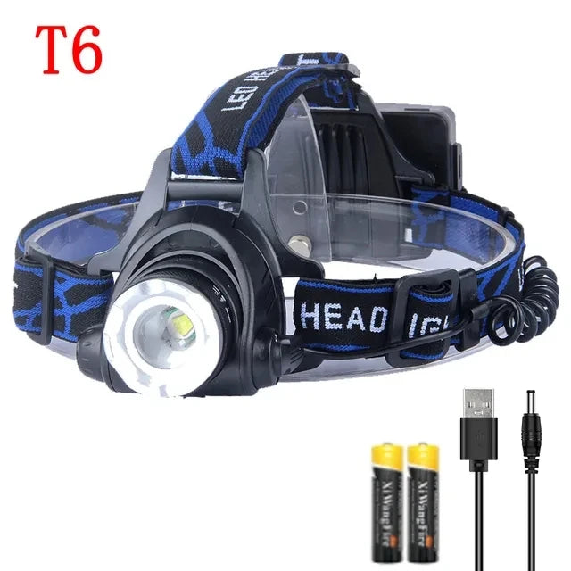LED Rechargeable Headlamp 1000LM – Waterproof, 3 Modes, 18650 Battery, Outdoor Camping & Night Fishing