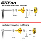EKfan Aluminum Fishing Reel Handle Knob – 30/35/38mm, 4MM Shaft