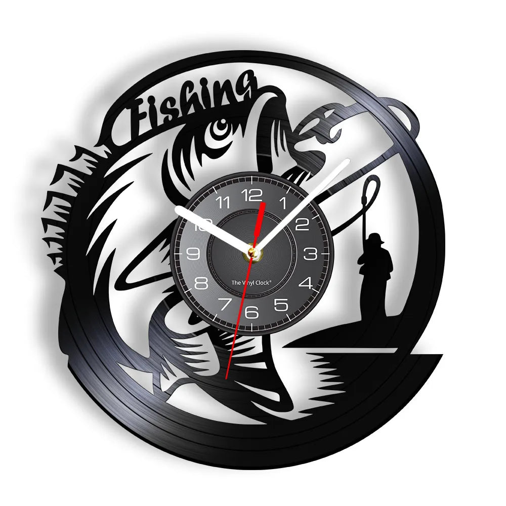 Maris Lure Gone Fishing Vinyl Record Wall Clock – 30cm | Optional LED