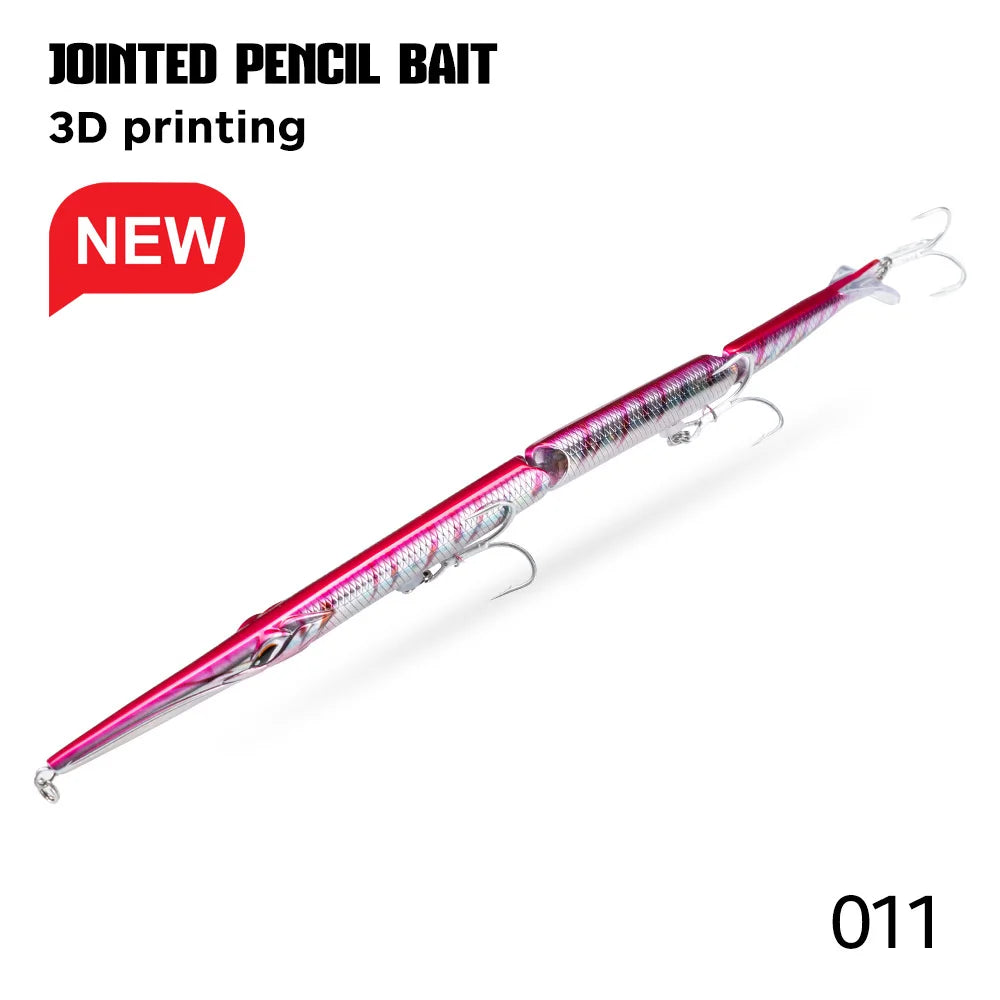 Hunthouse Jointed Pencil Bait | 3-Section Sinking Swimbait | 180mm 22g / 255mm 30.6g | Seabass Bluefish