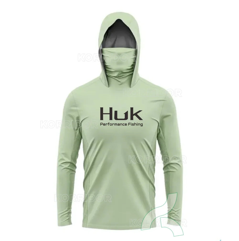 HUK UPF 50+ Hooded Fishing Shirt with Face Mask