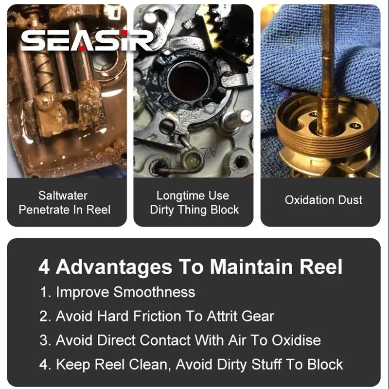 SEASIR Fishing Reel Lubricant Oil & Grease Set – 20ml x2, Bearing Maintenance