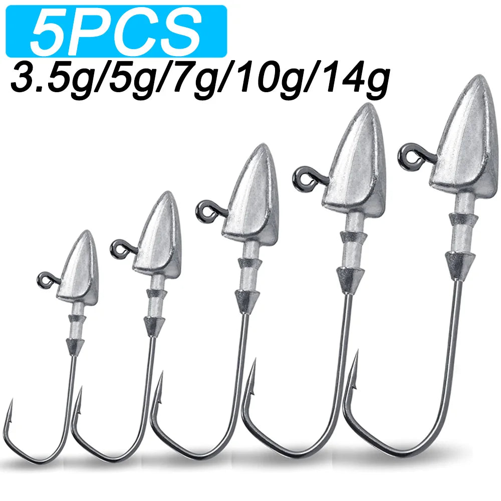 Maris Jig Head Hook 5pcs | 3.5g–35g Barbed Crank Hook for Soft Lures