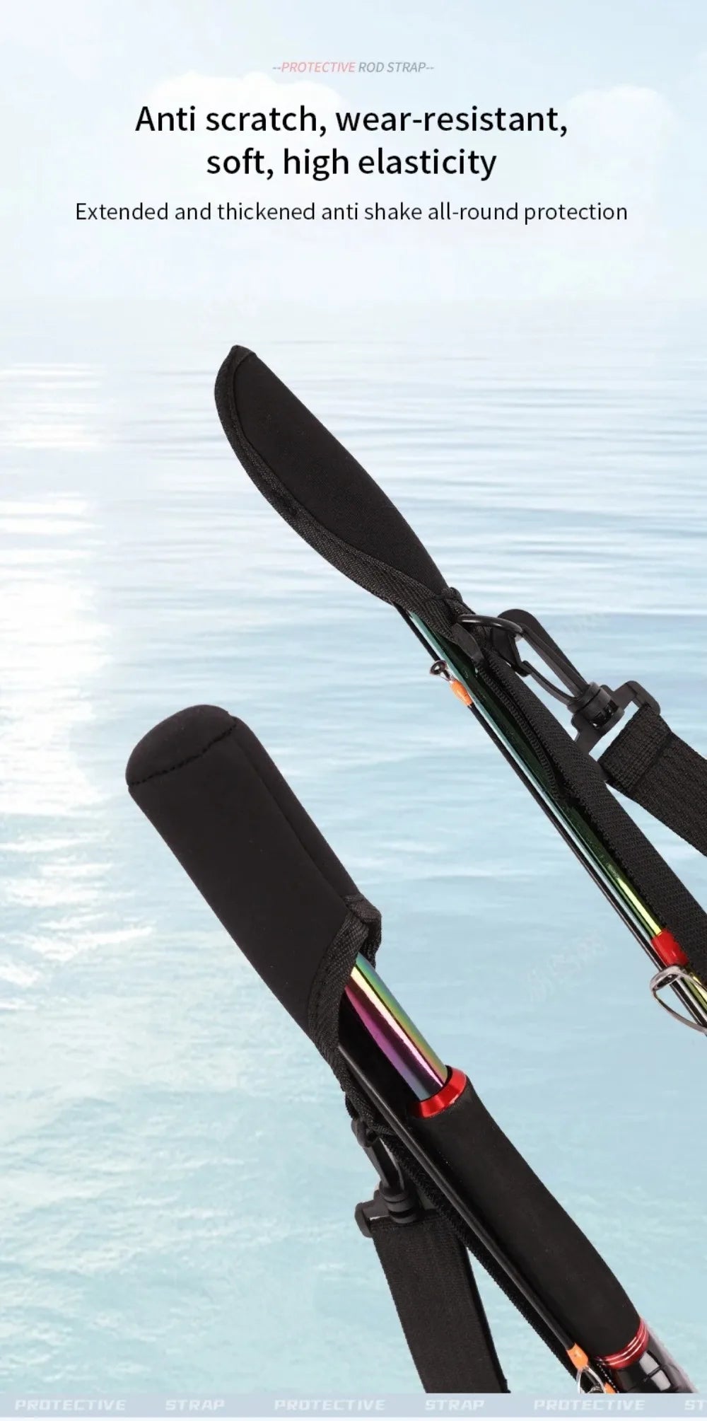 Adjustable Fishing Rod Strap – Neoprene Rod Holder Belt, Portable & Protective