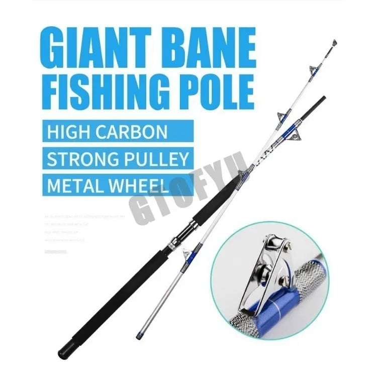 GTOFYU Saltwater Trolling Rod 50KG – 2-Piece, Roller Guides, 1.98M/2.1M