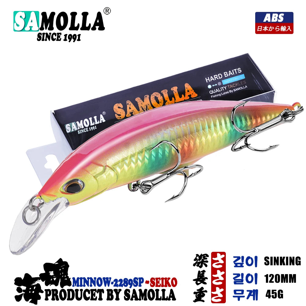 SAMOLLA Sinking Minnow Fishing Lure 120mm 45g 8 Colors