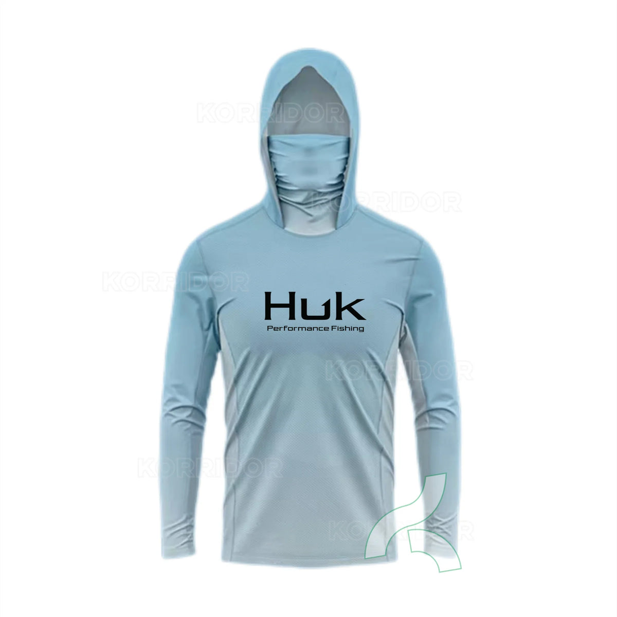 HUK UPF 50+ Hooded Fishing Shirt with Face Mask