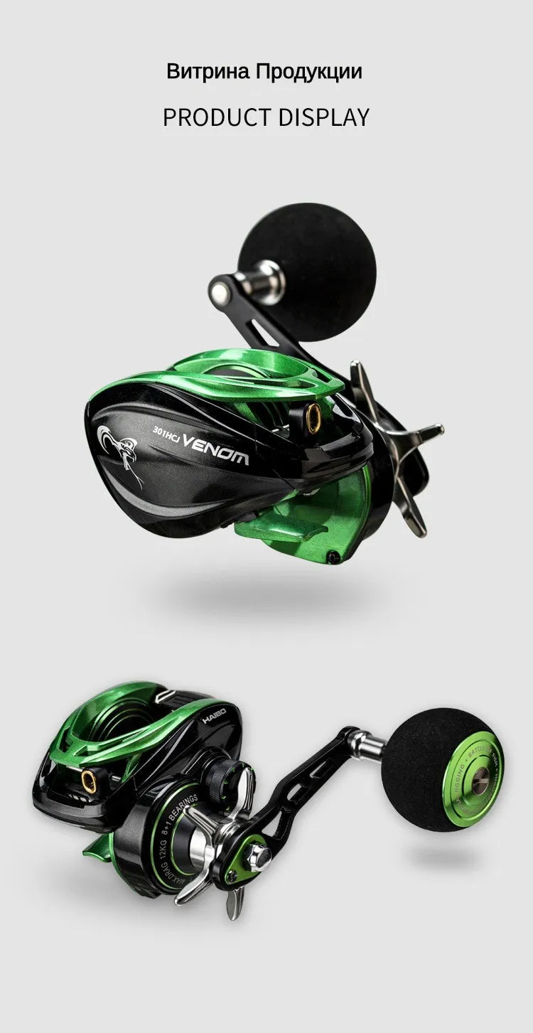 HAIBO VENOM Saltwater Baitcasting Reel – 12KG Drag, 8+1BB, 7.2:1