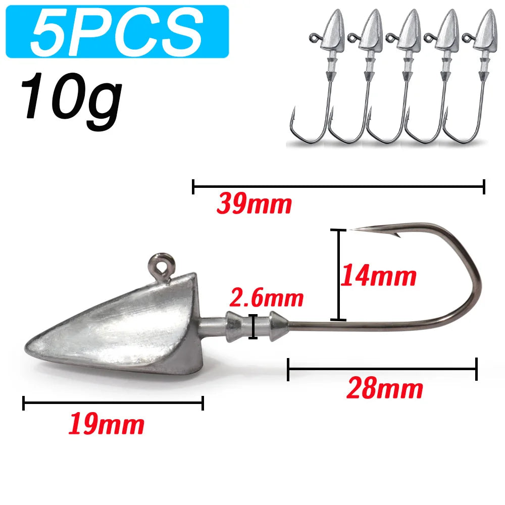 Maris Jig Head Hook 5pcs | 3.5g–35g Barbed Crank Hook for Soft Lures