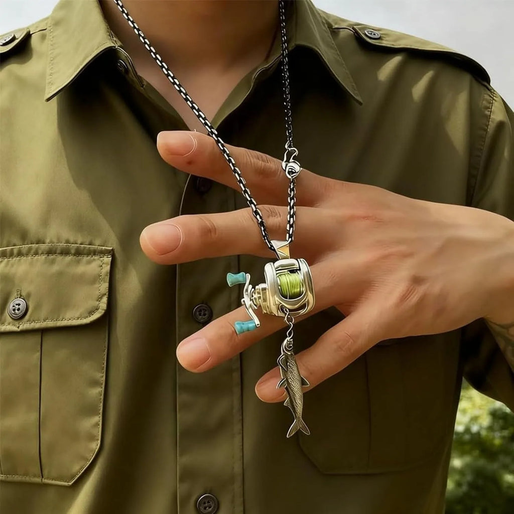 Fishing Reel Necklace | Rotating Mini Spinning Reel Pendant