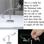 Kinetic Fishing Sculpture – Metal Fisherman Balancing Desk Ornament Gift