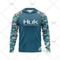 HUK Fishing Hoodie Shirt – UV Protection, Long Sleeve, Neck Gaiter, Anti-Mosquito