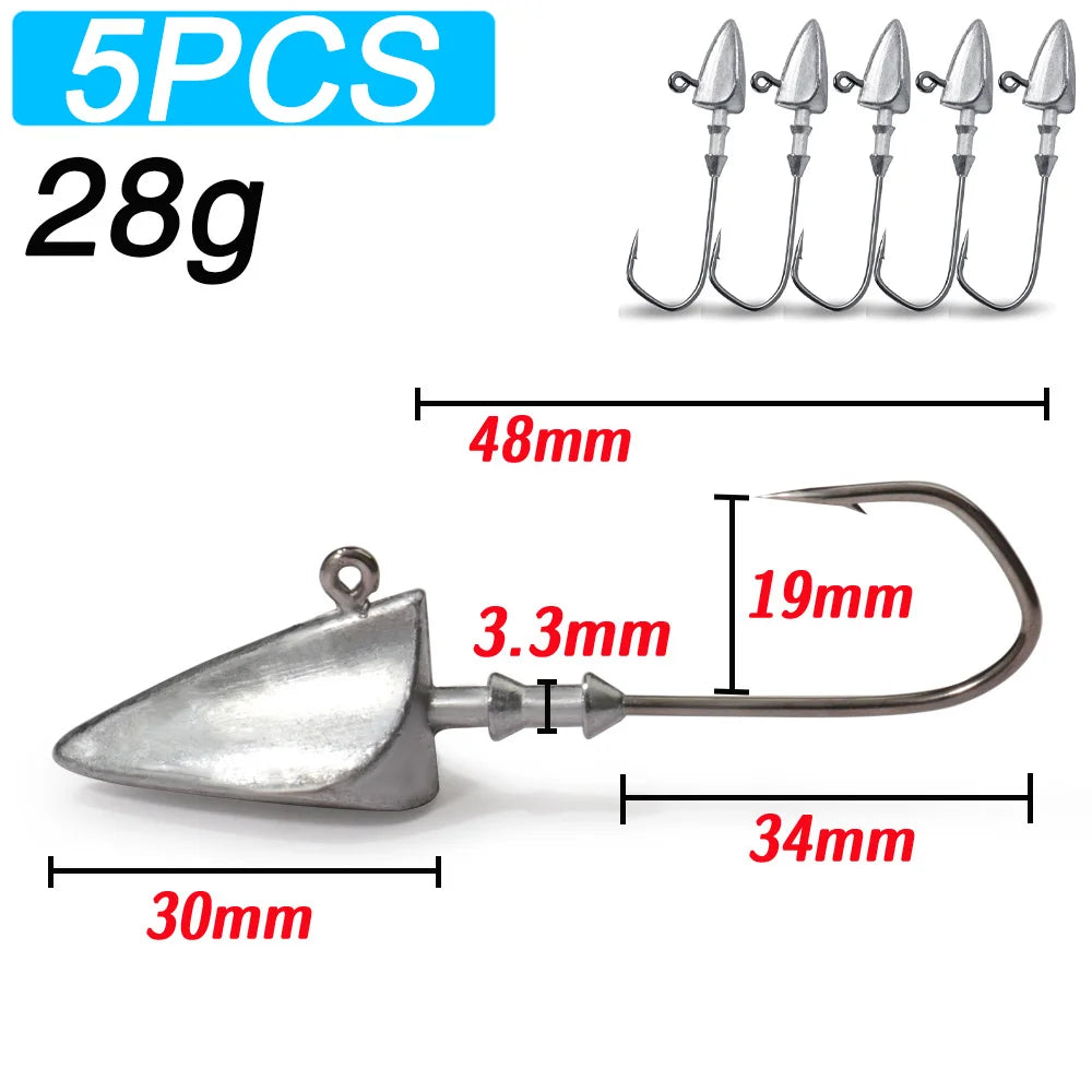 Maris Jig Head Hook 5pcs | 3.5g–35g Barbed Crank Hook for Soft Lures
