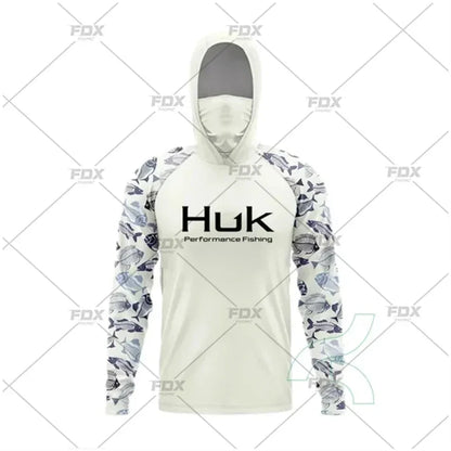 HUK Fishing Hoodie Shirt – UV Protection, Long Sleeve, Neck Gaiter, Anti-Mosquito