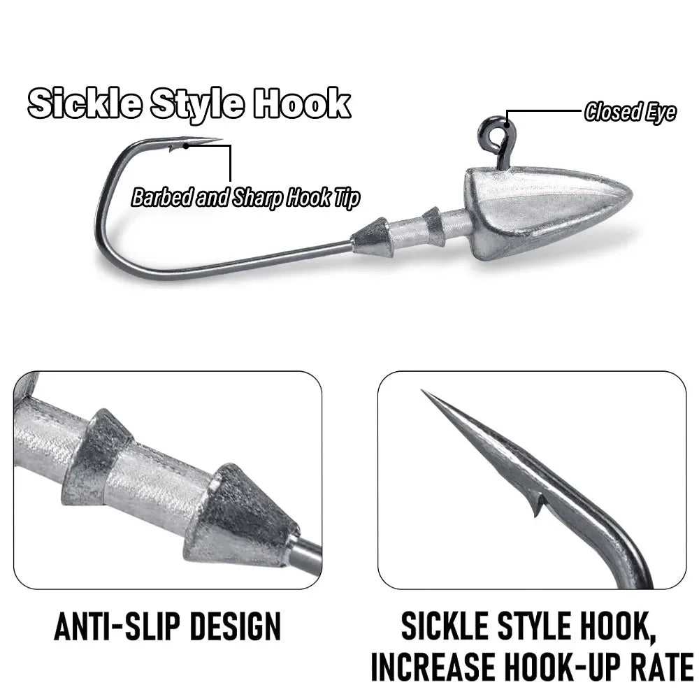 Maris Jig Head Hook 5pcs | 3.5g–35g Barbed Crank Hook for Soft Lures