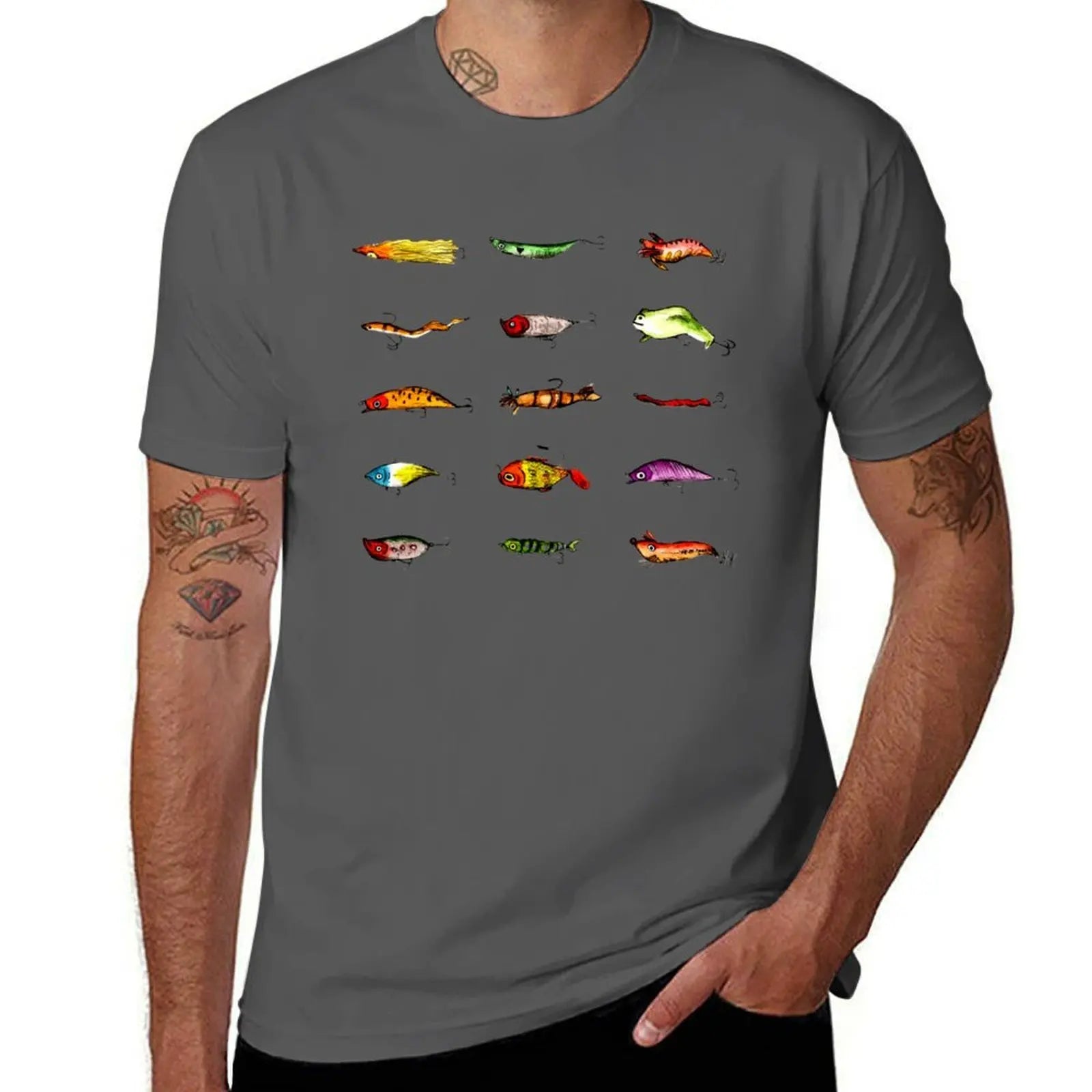 Fishing Lures Graphic T-Shirt – Casual Cotton Tee, S–6XL | 4 Colors