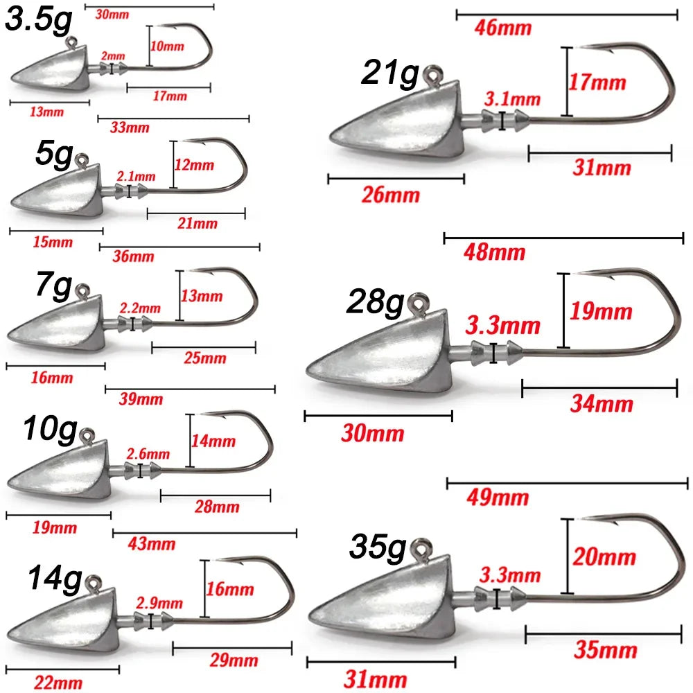Maris Jig Head Hook 5pcs | 3.5g–35g Barbed Crank Hook for Soft Lures