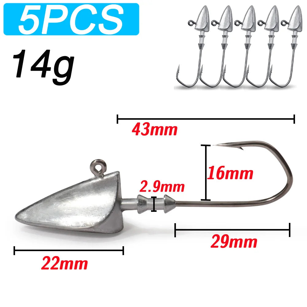 Maris Jig Head Hook 5pcs | 3.5g–35g Barbed Crank Hook for Soft Lures
