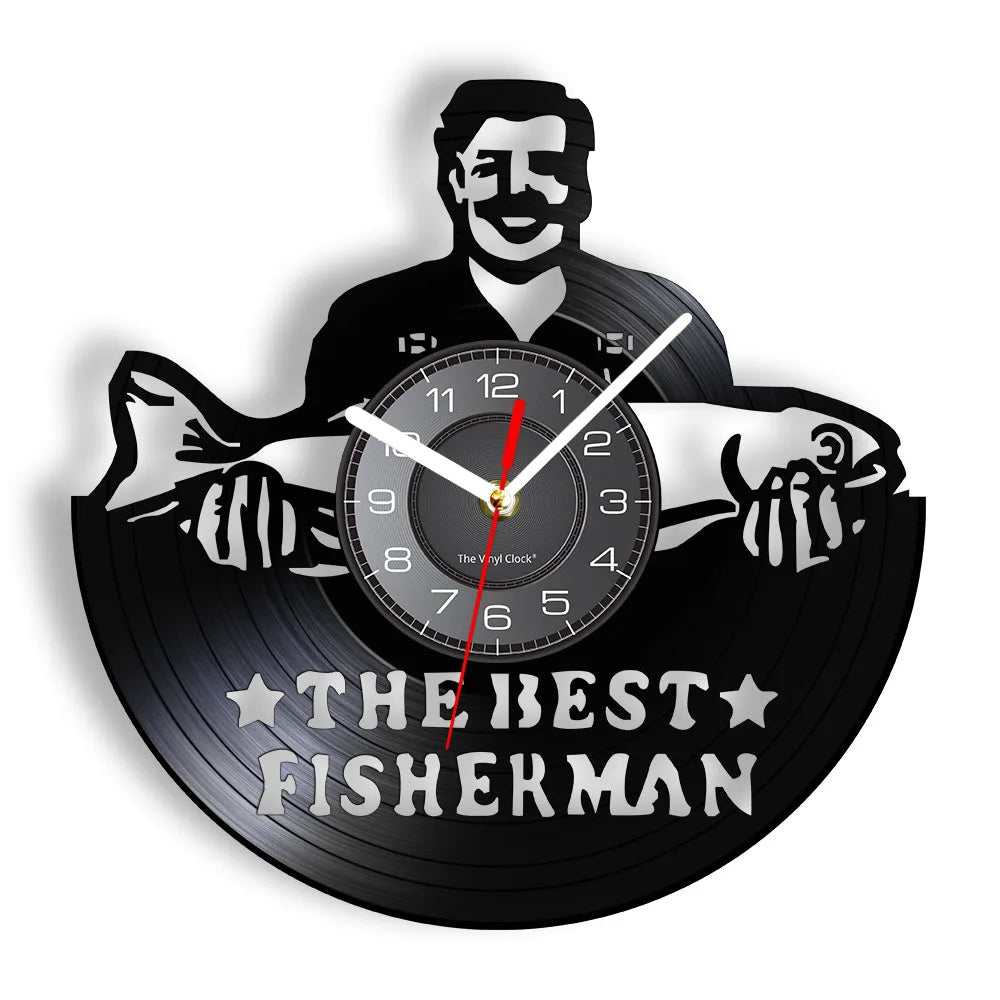Maris Lure Gone Fishing Vinyl Record Wall Clock – 30cm | Optional LED