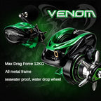 HAIBO VENOM Saltwater Baitcasting Reel – 12KG Drag, 8+1BB, 7.2:1