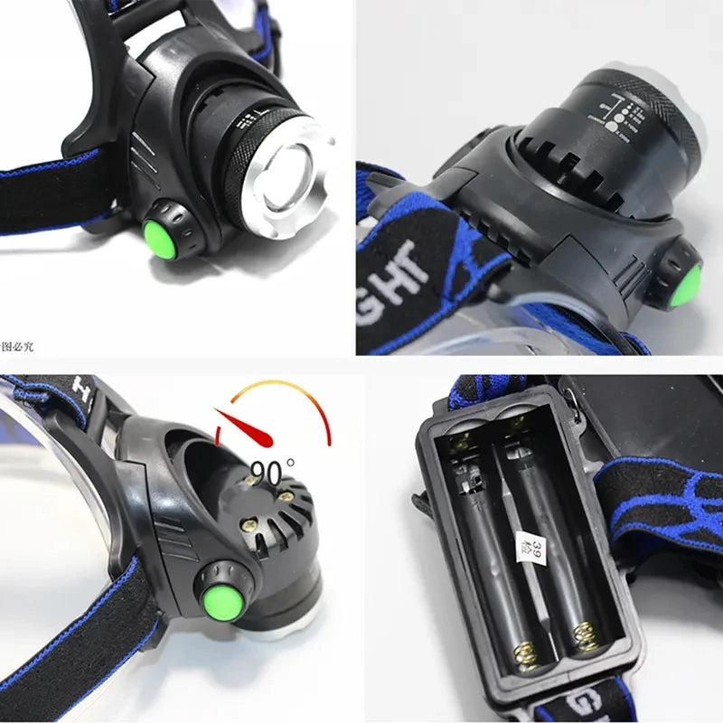 LED Rechargeable Headlamp 1000LM – Waterproof, 3 Modes, 18650 Battery, Outdoor Camping & Night Fishing