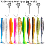 Soft Lure Kit 14pcs – T-Tail Worm 5.5/7/10cm + Jig Head Hook 3/5/10g
