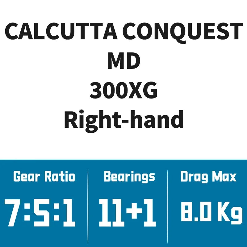 Calcutta Conquest MD Saltwater Baitcast Reel – 7.5:1, 12BB, 300/400 Series