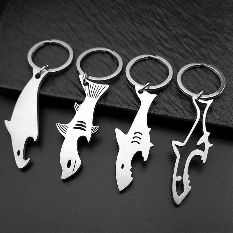 Shark Fish Bottle Opener Keyring Stainless Steel Gift