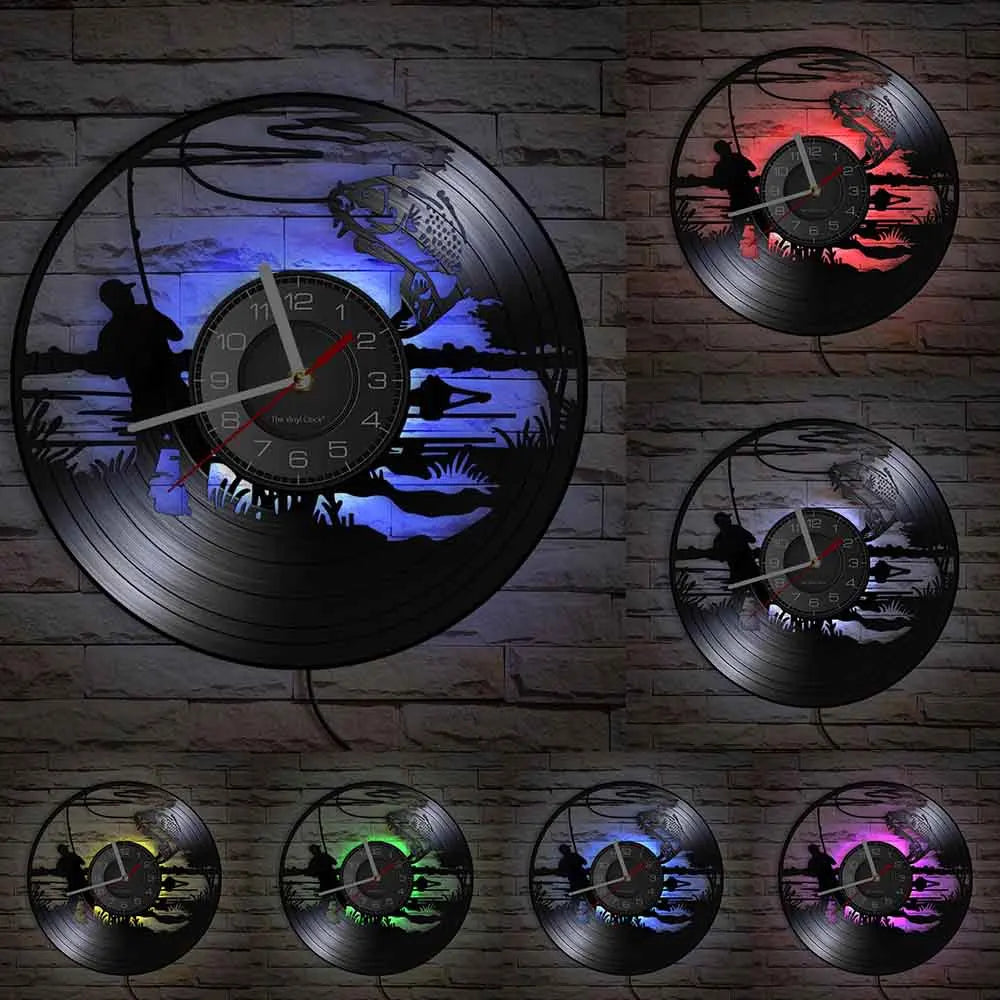 Maris Lure Gone Fishing Vinyl Record Wall Clock – 30cm | Optional LED