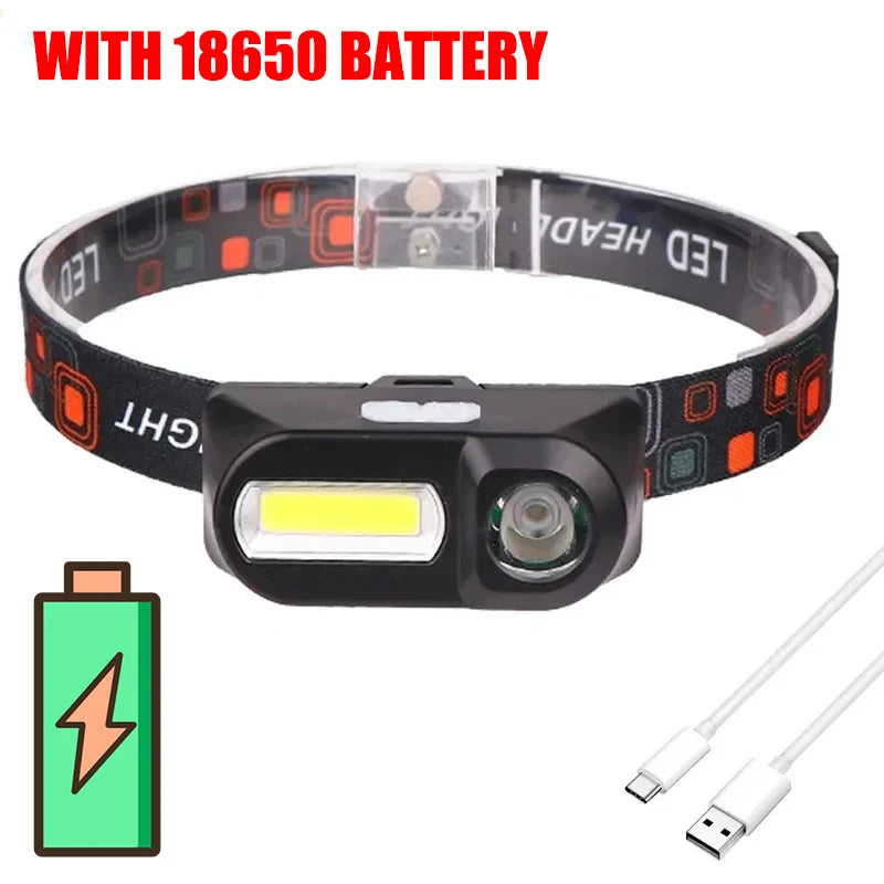 LED Rechargeable Headlamp 1000LM – Waterproof, 3 Modes, 18650 Battery, Outdoor Camping & Night Fishing