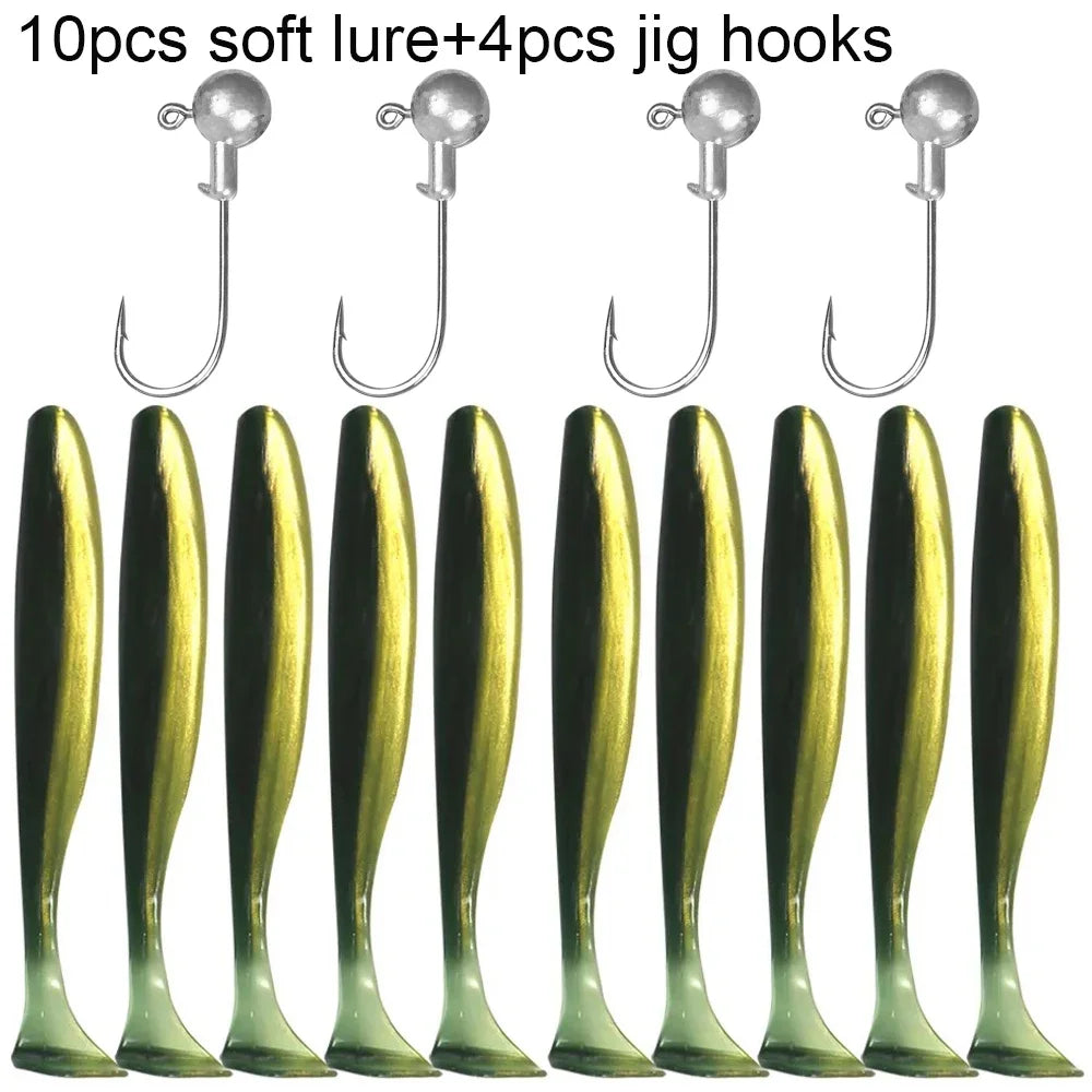 Maris Lure GOBAIT Soft Lure Kit 14pcs – T-Tail Worm 5.5/7/10cm + Jig Head Hook 3/5/10g