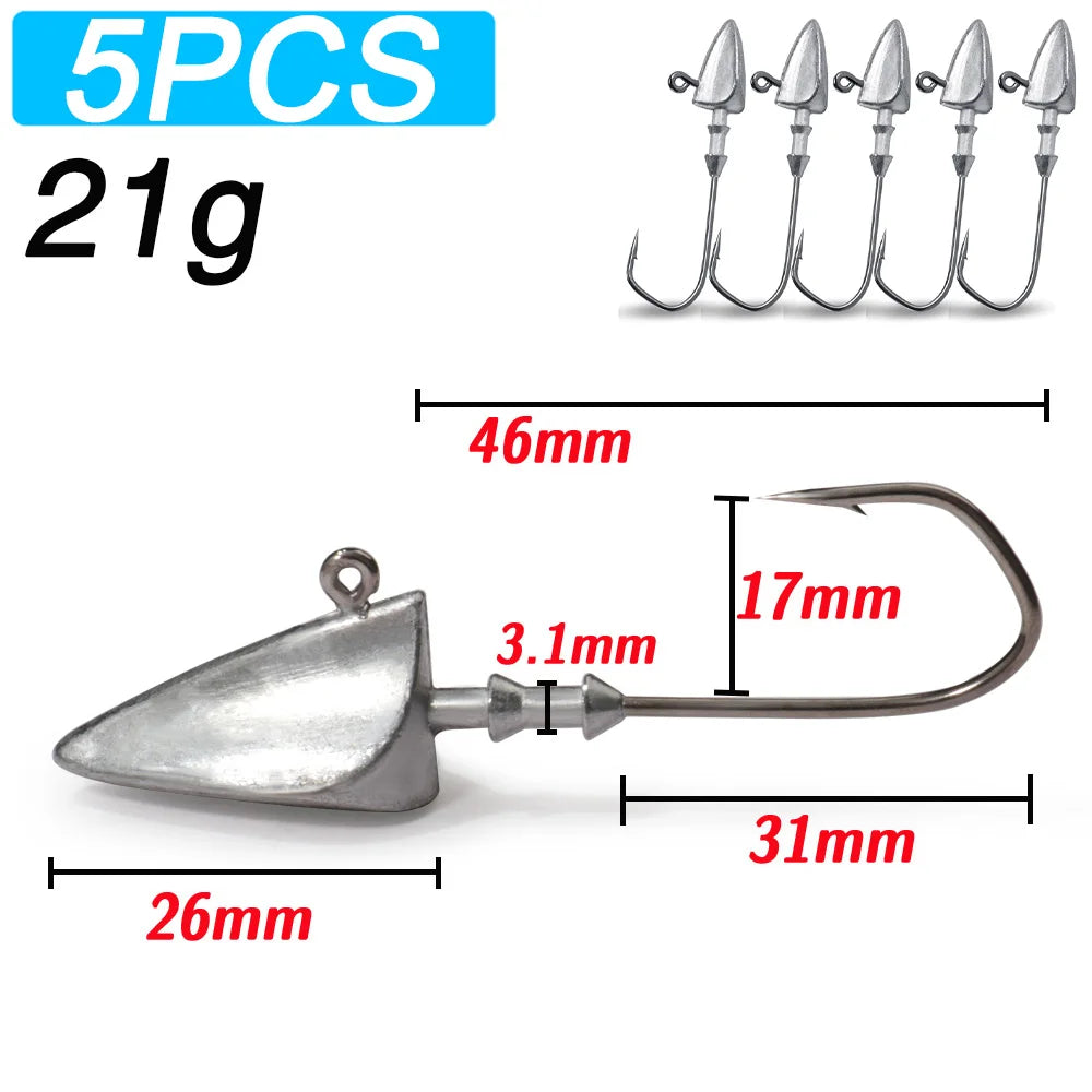Maris Jig Head Hook 5pcs | 3.5g–35g Barbed Crank Hook for Soft Lures