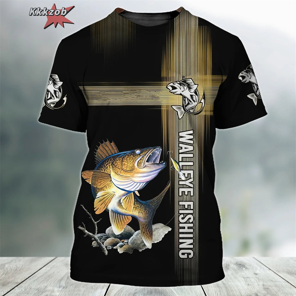 Men’s Fishing Graphic T-Shirt – Oversized Short Sleeve