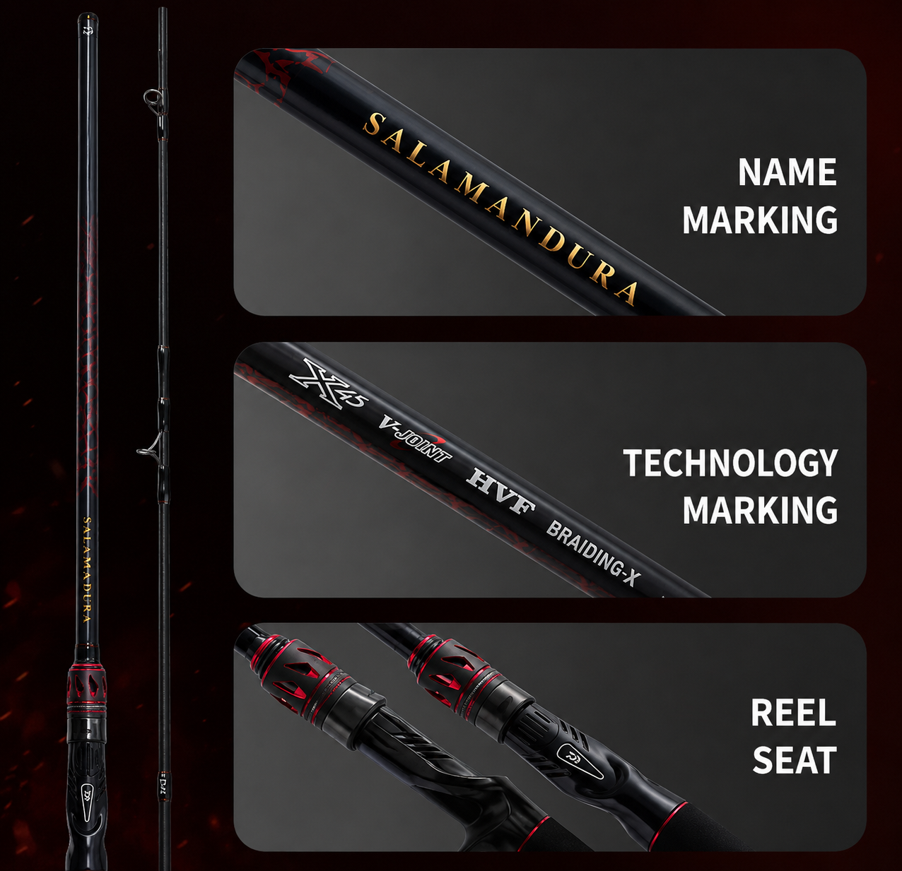 Daiwa Salamandura MX J Fishing Rod – Carbon Fiber, 2-Section